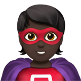 Apple design of the superhero: dark skin tone emoji verson:ios 16.4