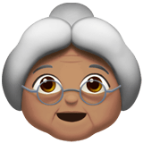 Apple design of the old woman: medium skin tone emoji verson:ios 16.4