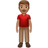 Apple design of the man standing: medium skin tone emoji verson:ios 16.4
