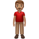 Apple design of the man standing: medium skin tone emoji verson:ios 16.4