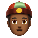 Apple design of the person with skullcap: medium-dark skin tone emoji verson:ios 16.4