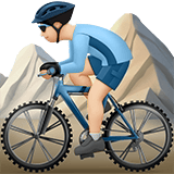 Apple design of the man mountain biking: light skin tone emoji verson:ios 16.4