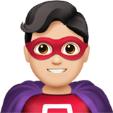 Apple design of the man superhero: light skin tone emoji verson:ios 16.4