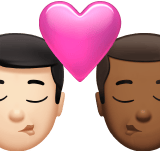 Apple design of the kiss: man man light skin tone medium-dark skin tone emoji verson:ios 16.4
