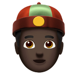 Apple design of the person with skullcap: dark skin tone emoji verson:ios 16.4
