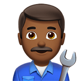 Apple design of the man mechanic: medium-dark skin tone emoji verson:ios 16.4