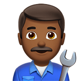 Apple design of the man mechanic: medium-dark skin tone emoji verson:ios 16.4