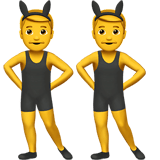 Apple design of the men with bunny ears emoji verson:ios 16.4