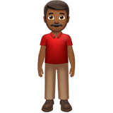 Apple design of the man standing: medium-dark skin tone emoji verson:ios 16.4