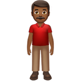 Apple design of the man standing: medium-dark skin tone emoji verson:ios 16.4
