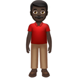 Apple design of the man standing: dark skin tone emoji verson:ios 16.4