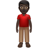 Apple design of the man standing: dark skin tone emoji verson:ios 16.4