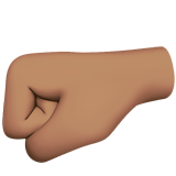 Apple design of the left-facing fist: medium skin tone emoji verson:ios 16.4