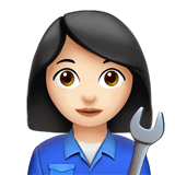 Apple design of the woman mechanic: light skin tone emoji verson:ios 16.4
