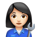 Apple design of the woman mechanic: light skin tone emoji verson:ios 16.4
