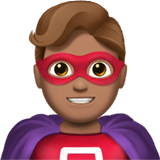 Apple design of the man superhero: medium skin tone emoji verson:ios 16.4