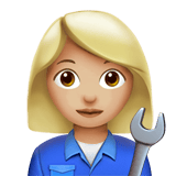 Apple design of the woman mechanic: medium-light skin tone emoji verson:ios 16.4