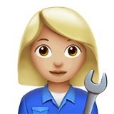 Apple design of the woman mechanic: medium-light skin tone emoji verson:ios 16.4