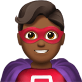 Apple design of the man superhero: medium-dark skin tone emoji verson:ios 16.4