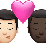 Apple design of the kiss: man man light skin tone dark skin tone emoji verson:ios 16.4