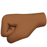 Apple design of the left-facing fist: medium-dark skin tone emoji verson:ios 16.4