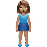 Apple design of the woman standing: medium skin tone emoji verson:ios 16.4