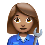 Apple design of the woman mechanic: medium skin tone emoji verson:ios 16.4