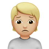 Apple design of the person frowning: medium-light skin tone emoji verson:ios 16.4