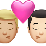 Apple design of the kiss: man man medium-light skin tone light skin tone emoji verson:ios 16.4