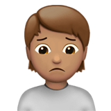 Apple design of the person frowning: medium skin tone emoji verson:ios 16.4