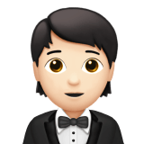 Apple design of the person in tuxedo: light skin tone emoji verson:ios 16.4
