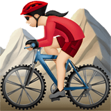 Apple design of the woman mountain biking: light skin tone emoji verson:ios 16.4