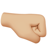 Apple design of the right-facing fist: medium-light skin tone emoji verson:ios 16.4
