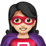 Apple design of the woman superhero: light skin tone emoji verson:ios 16.4