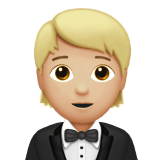 Apple design of the person in tuxedo: medium-light skin tone emoji verson:ios 16.4