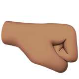 Apple design of the right-facing fist: medium skin tone emoji verson:ios 16.4