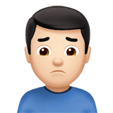 Apple design of the man frowning: light skin tone emoji verson:ios 16.4