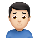 Apple design of the man frowning: light skin tone emoji verson:ios 16.4