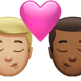 Apple design of the kiss: man man medium-light skin tone medium-dark skin tone emoji verson:ios 16.4