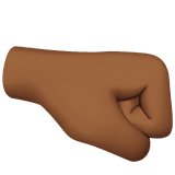 Apple design of the right-facing fist: medium-dark skin tone emoji verson:ios 16.4