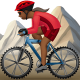 Apple design of the woman mountain biking: medium-dark skin tone emoji verson:ios 16.4