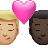 Apple design of the kiss: man man medium-light skin tone dark skin tone emoji verson:ios 16.4