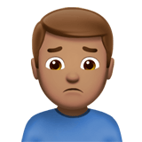 Apple design of the man frowning: medium skin tone emoji verson:ios 16.4