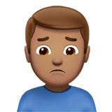 Apple design of the man frowning: medium skin tone emoji verson:ios 16.4