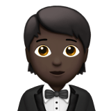Apple design of the person in tuxedo: dark skin tone emoji verson:ios 16.4
