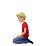 Apple design of the man kneeling: medium-light skin tone emoji verson:ios 16.4