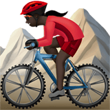 Apple design of the woman mountain biking: dark skin tone emoji verson:ios 16.4