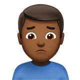 Apple design of the man frowning: medium-dark skin tone emoji verson:ios 16.4