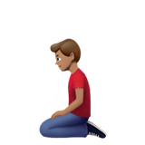 Apple design of the man kneeling: medium skin tone emoji verson:ios 16.4