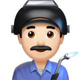 Apple design of the man factory worker: light skin tone emoji verson:ios 16.4